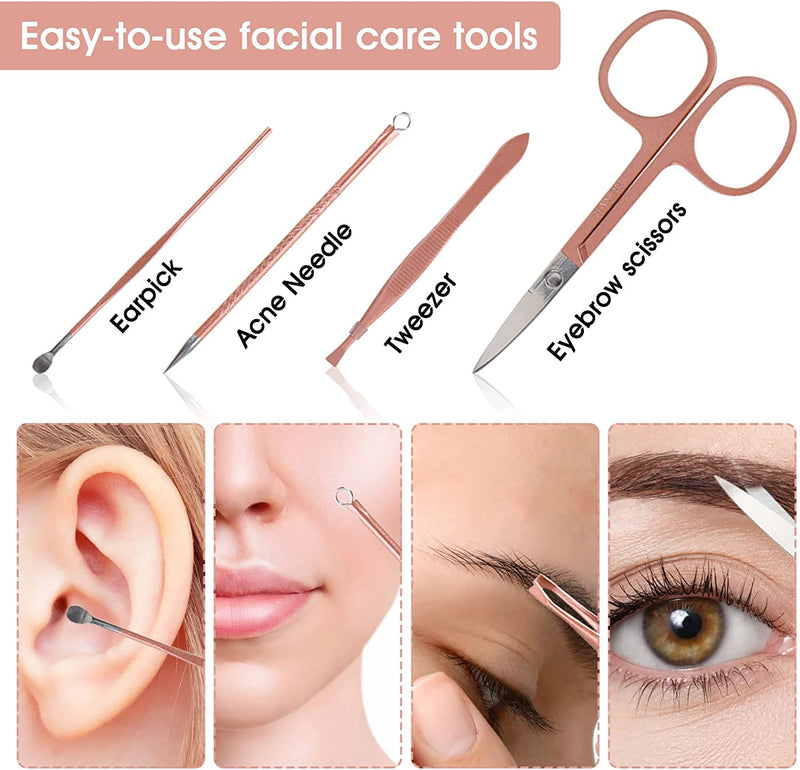 Nail Clippers and Beauty Tool Portable Set, Rose Gold Martensitic Stainless Steel Manicure Set 12 in 1, with Pink Leather Bag, Suitable for Home, Workplace, Outdoor Travel, Gift Giving, Beauty Salon.