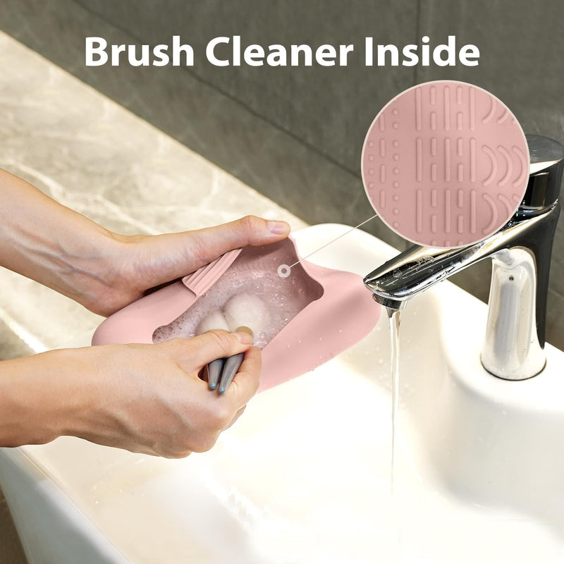 Travel Makeup Brush Holder Cosmetic Brushes Case Travel Essentials Silicone Make up Brush Travel Case Portable Makeup Pouch for Travel (1Pc), Pink, Travel Essential