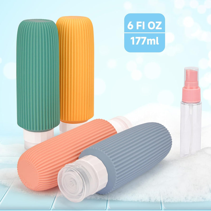 Travel Bottles - Large, BPA Free, Leak Proof, 177Ml, Silicone, for Travel & Gym