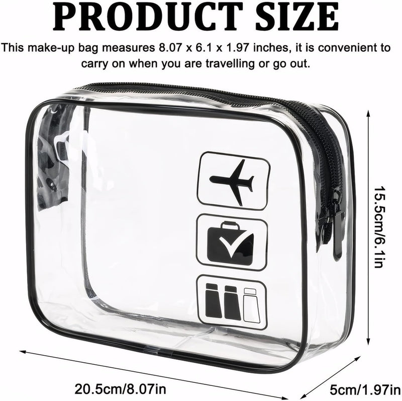3Pcs Clear Travel Toiletries Bag, TSA Approved Toiletry Bag with Hand Strap, 20 X 20 Clear Plastic Bags for Airport Security, Portable Waterproof Cosmetic Makeup Bags - Travel Accessories