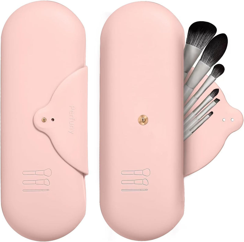 Travel Makeup Brush Holder Cosmetic Brushes Case Travel Essentials Silicone Make up Brush Travel Case Portable Makeup Pouch for Travel (1Pc), Pink, Travel Essential