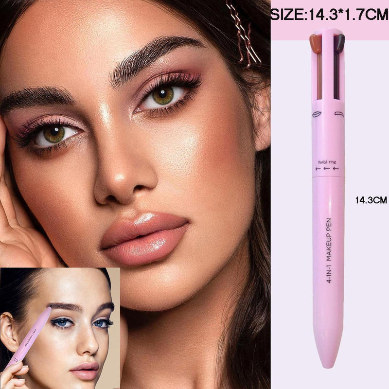 4-In-1 Makeup Pen,  Waterproof Multifunctional Makeup Pen, Pen Pal Makeup, Eyebrow Pencil & Eyeliner & Lip Liner & Highlighter Pen, 4-In-1 Makeup Pen