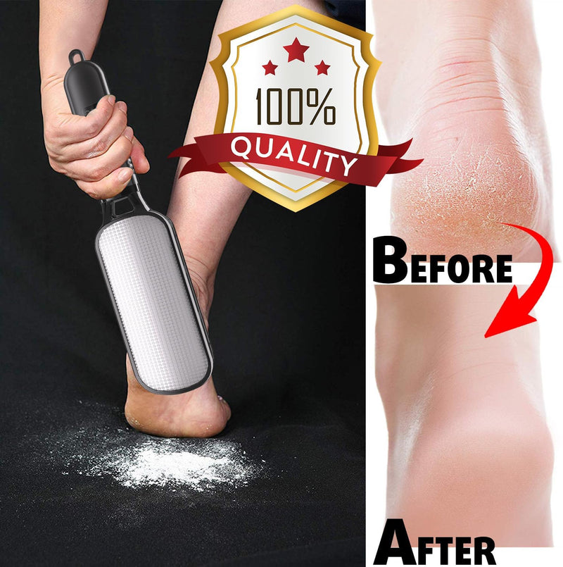 2 in 1 Foot File Scraper Hard Skin Remover, Professional Double Sided Metal Callus Remover for Feet Scrubber Rasp Pedicure Tool - 1 Pack