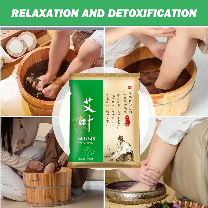 Mugwort Powder Foot Soak, 100 Bags/Pack Chinese Natural Mugwort Herb Foot Soak, Disposable Herbal Foot Bath Soak for Relax Eliminating Dampness
