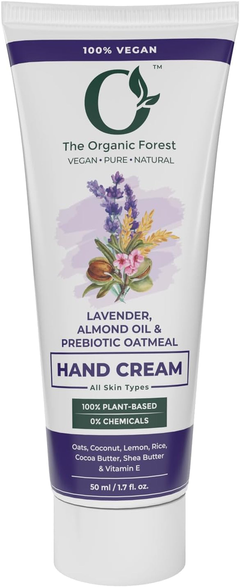 Prebiotic Oatmeal Cocoa Butter & Almond Oil Hand Cream for Very Dry Hands – Enriched with Shea Butter, Almond Oil & Lavender – Best Plant Based Hand & Nail Cream – Travel Size Moisturizer for Women