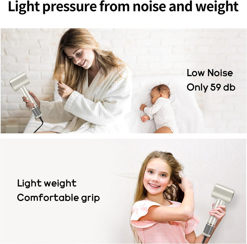 Air-Sonic Hair Dryer,  HD-LED Display Hairdryer with 110,000RPM Brushless Motor, 200 Million Negative Ionic Hairdryers, 25M/S Air Flow for Fast Drying