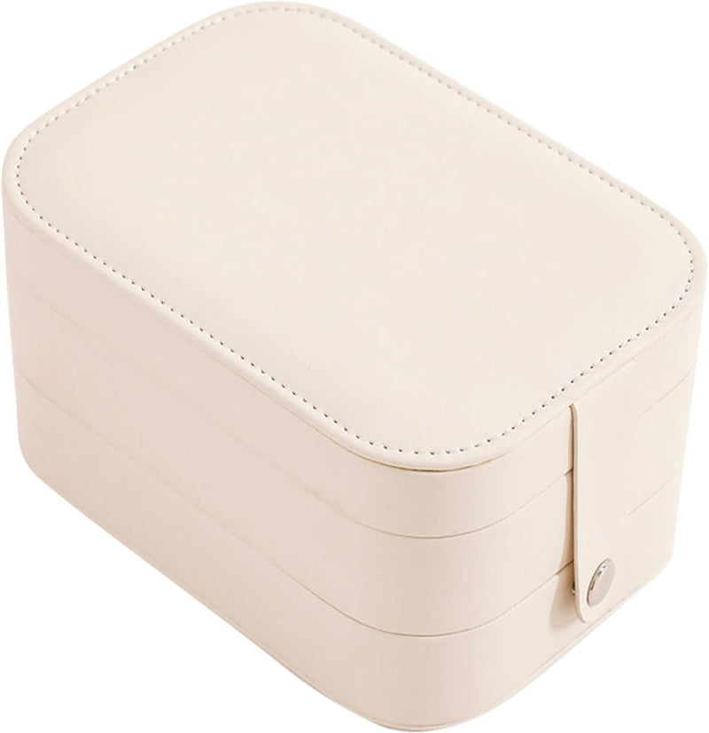 Travel Makeup Bag with 3 Colours Led Illuminated Mirror, Cosmetic Bag 3 Layers Portable Travel Jewellery Makeup Organiser Mirror Makeup Case with Dividers for Women (White)