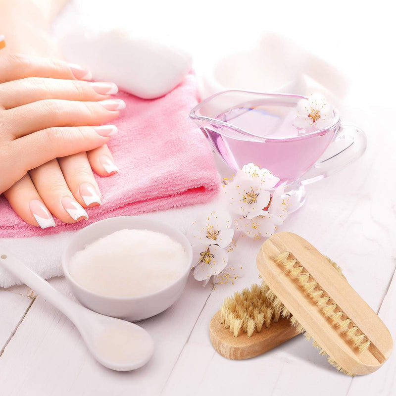 6 Pieces Nail Brushes Wooden Double Sided Scrub Handle Hand Fingernail Wood Nail Brushes for Cleaning Men Women Adult Kid Toe Foot Manicure Pedicure Supplies