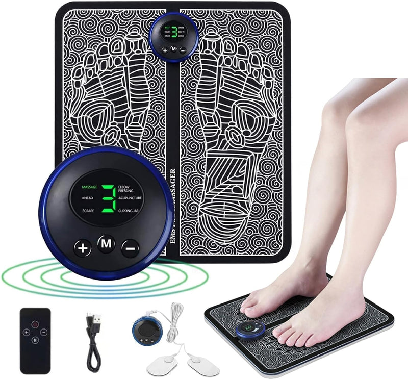 EMS Foot Massager, Foot Spa Massager,Lcd Display with 6 Modes 9 Intensities,Foot Massagers for Pain Relief and Improve Circulation, Relax Your Foot with Rechargeable Feet Massager