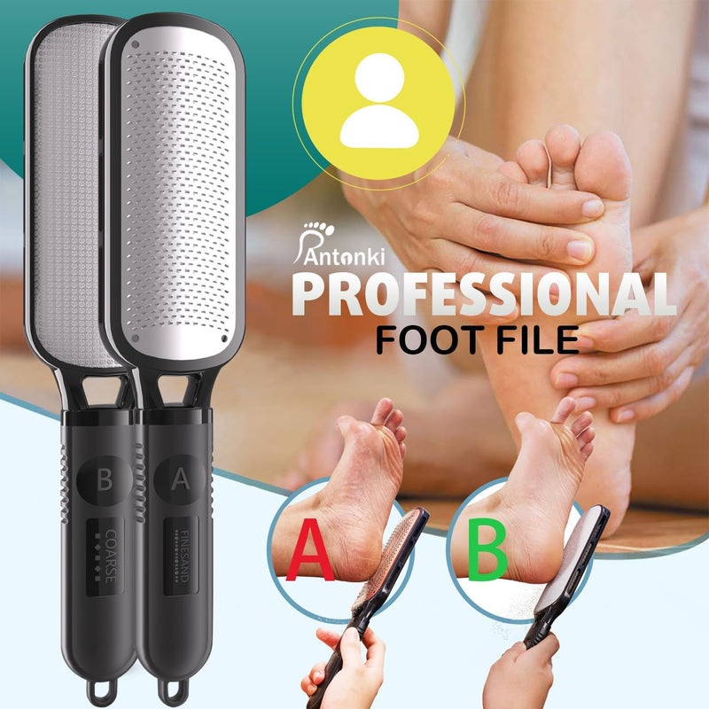 2 in 1 Foot File Scraper Hard Skin Remover, Professional Double Sided Metal Callus Remover for Feet Scrubber Rasp Pedicure Tool - 1 Pack