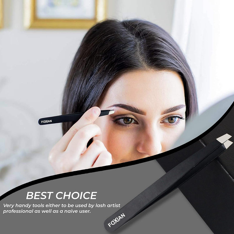 Tweezers for Facial Hair Women - Stainless Steel Eyebrow Slanted Tip for Accurate & Precise Grooming of Eyebrows Professional Tweezers for Men