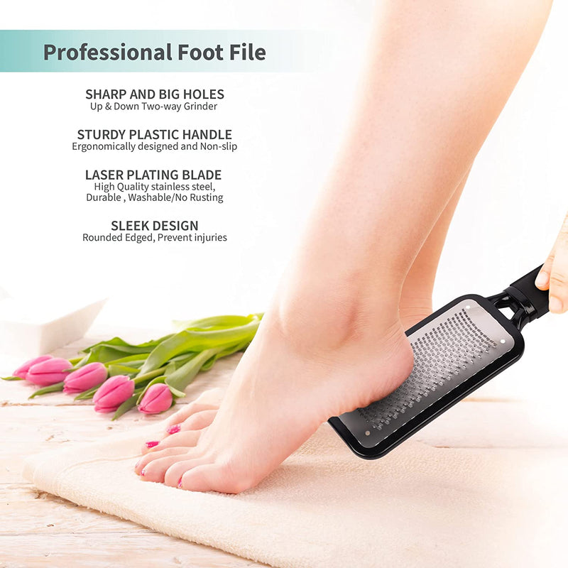 Professional Foot Files for Hard Skin - Premium 3 in 1 Pedicure Foot File, Scrubber and Foot Scraper for Soft & Smooth Heels