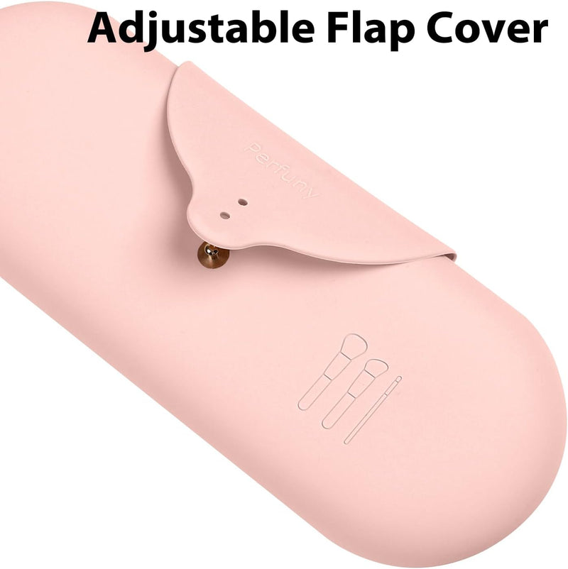 Travel Makeup Brush Holder Cosmetic Brushes Case Travel Essentials Silicone Make up Brush Travel Case Portable Makeup Pouch for Travel (1Pc), Pink, Travel Essential