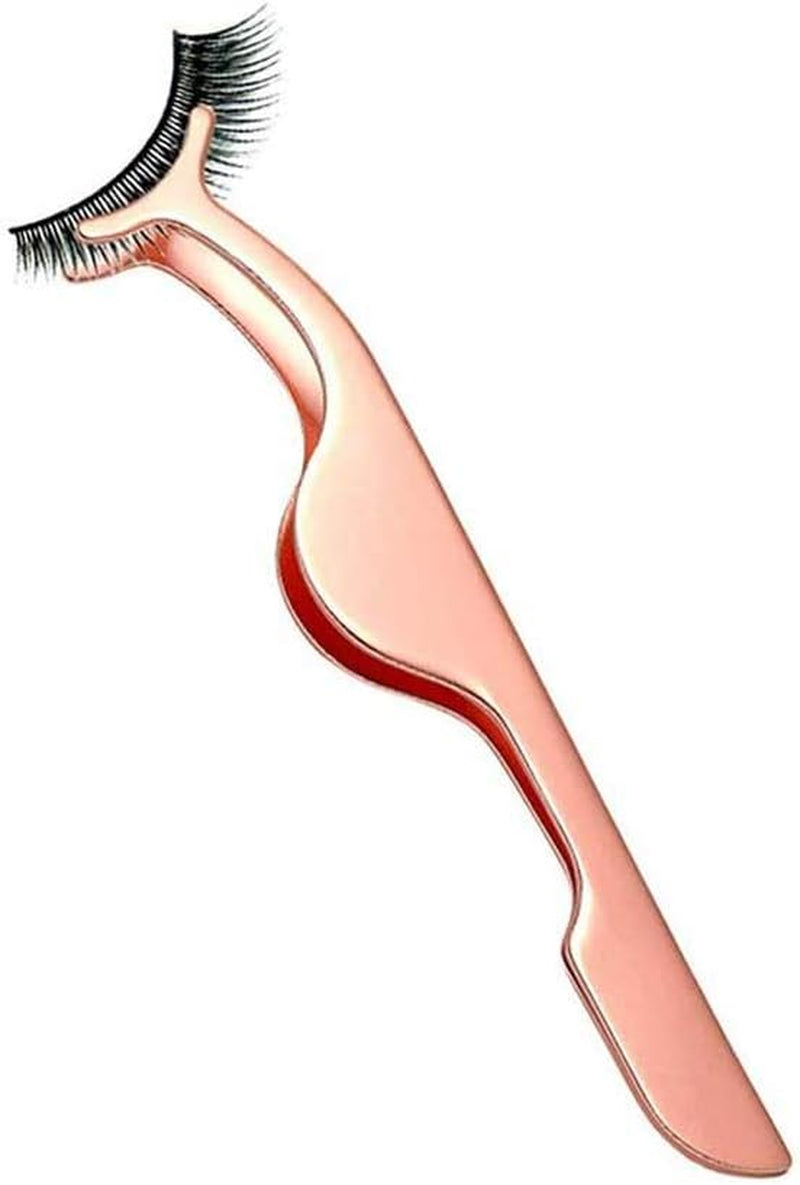 False Eyelashes Applicator Tool, Professional Falses Eyelash Extension Stainless Steel Clip Remover Tweezer for Lashes Application and Removal (Rose Gold)