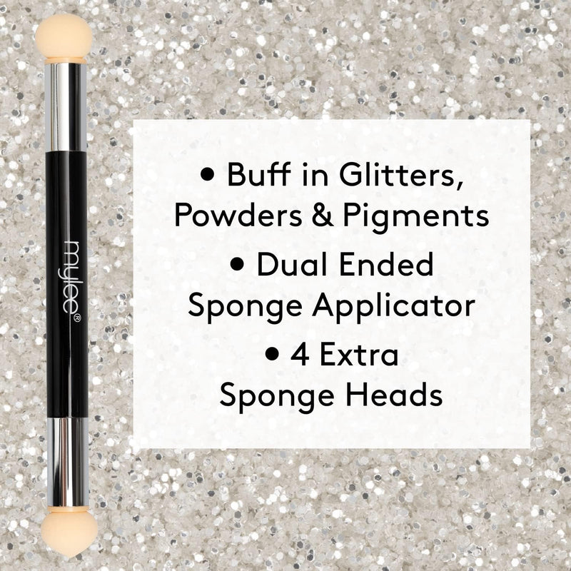 Dual Ended Sponge Applicator Pen - Portable Dimensions - Buffs Pigments, Glitters and Flakes - Gradient, Ombre Effect, DIY Nail Art Tool - 4 Replacement Heads - Vegan and Cruelty Free