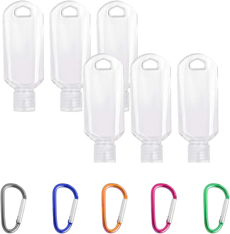 Clear Portable 5Pc Refillable Travel Bottles, 50Ml Leakproof Squeeze Bottles with Clips for Outdoor, Business Trip