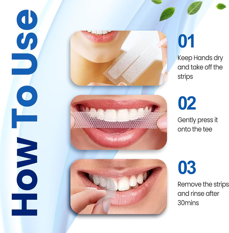 Teeth Whitening Strips- Mint Flavor, Zero Sensitivity, Enamel Safe, Dentist Formulated,Teeth Whitener Strips, White Teeth, Tooth Whitening Strip, Smile Teeth Whitening (Mint)