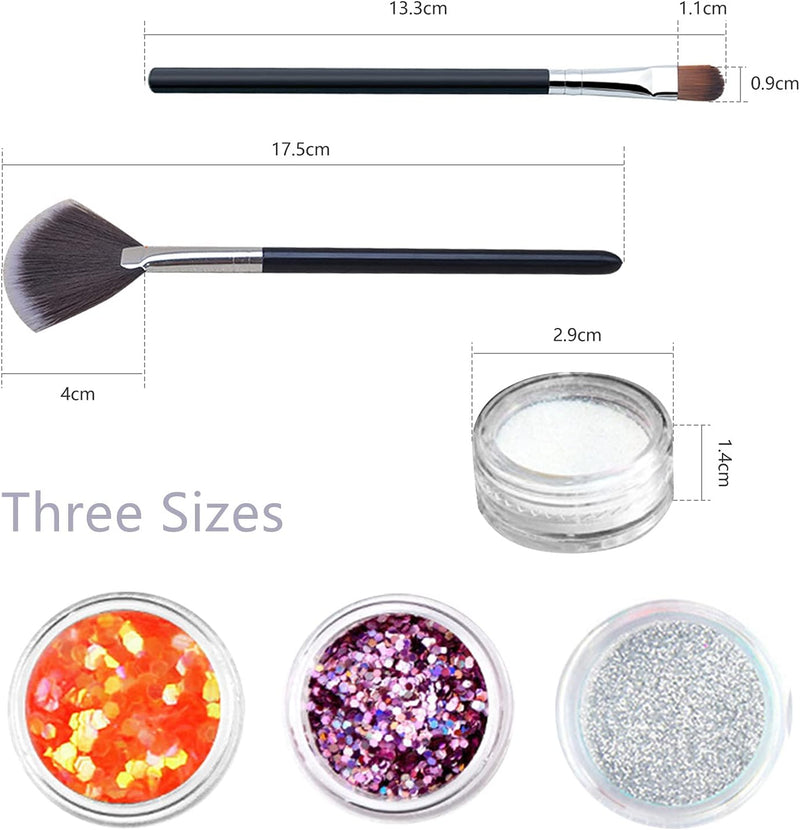 36-Piece Nail Art Kit: 24 Pots Holographic Sequins, 12 Pots Extra Fine Glitter, Chunky Glitter for Body, Face, Eye, Lips, Crafts & Scrapbooking