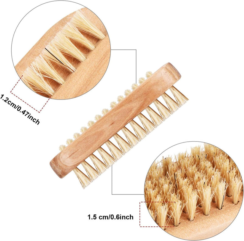 6 Pieces Nail Brushes Wooden Double Sided Scrub Handle Hand Fingernail Wood Nail Brushes for Cleaning Men Women Adult Kid Toe Foot Manicure Pedicure Supplies