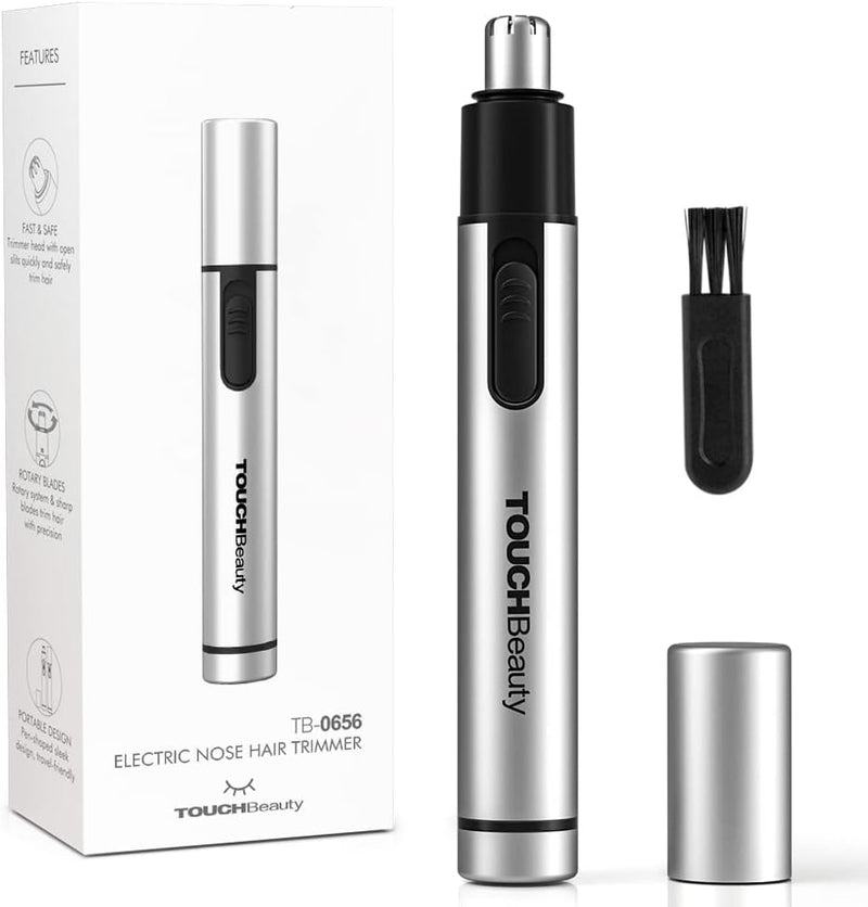 Nose Hair Trimmer for Men and Women,Portable Electric Nose Ear Hair Trimmer,Personal Groomer Hair Removal,Mini Size,Battery Powered,Silver AG-0656