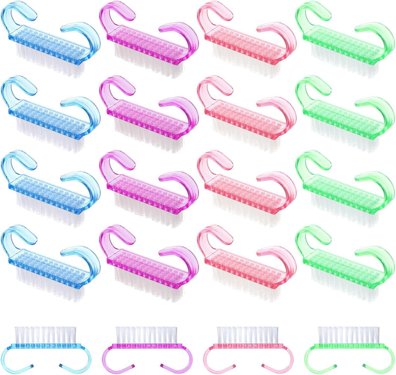 20 Pieces Nail Brushes Handle Nail Cleaning Brush Plastic Scrubbing Brushes, Fingernail Cleaning Brushes Scrub Cleaner for Toes and Nails