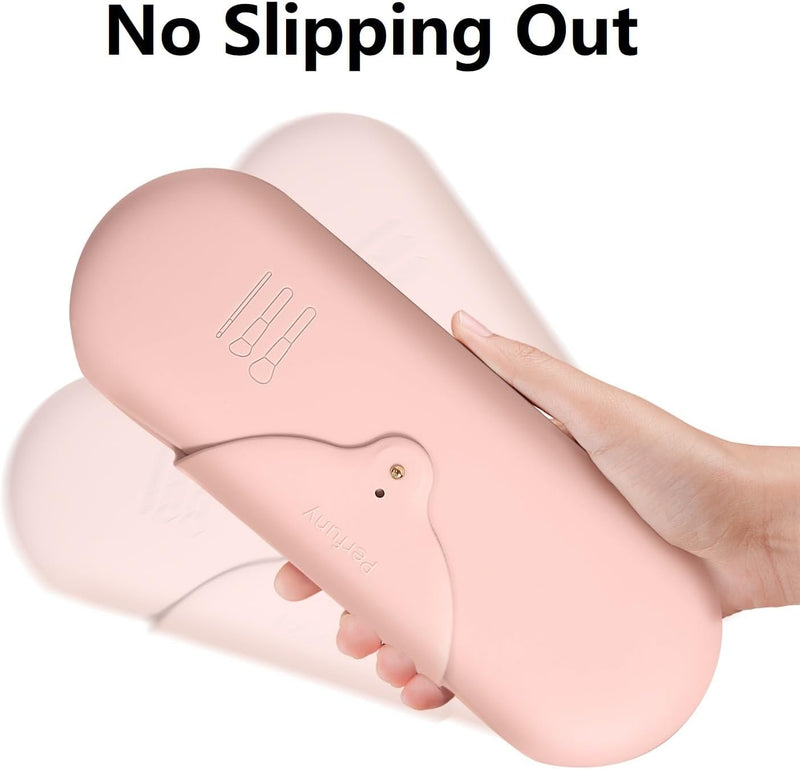 Travel Makeup Brush Holder Cosmetic Brushes Case Travel Essentials Silicone Make up Brush Travel Case Portable Makeup Pouch for Travel (1Pc), Pink, Travel Essential