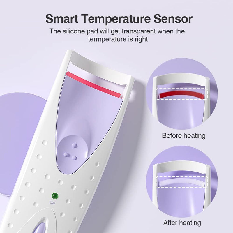 Electric Eyelash Curler, Heated Eyelash Curler with Smart Silicone Heating Pads AG-2003B (Purple)