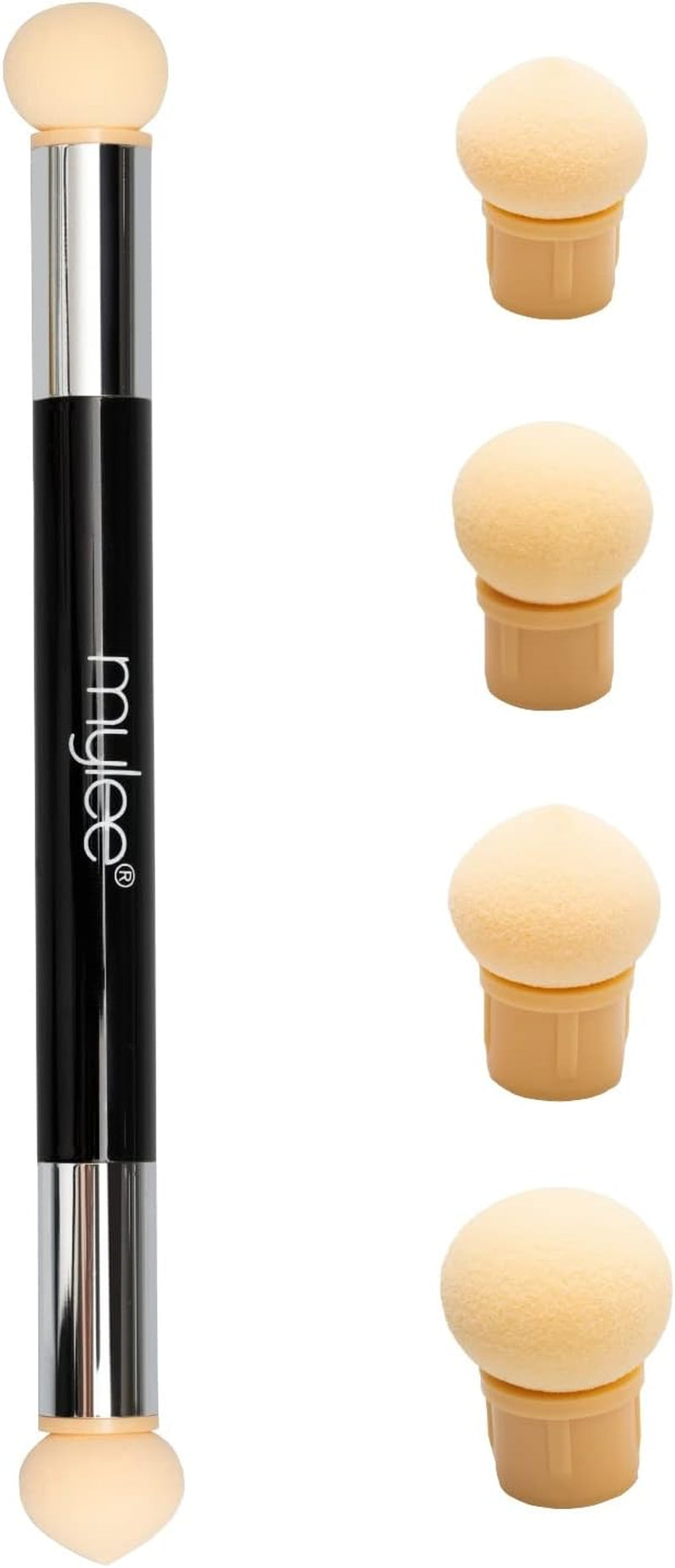 Dual Ended Sponge Applicator Pen - Portable Dimensions - Buffs Pigments, Glitters and Flakes - Gradient, Ombre Effect, DIY Nail Art Tool - 4 Replacement Heads - Vegan and Cruelty Free