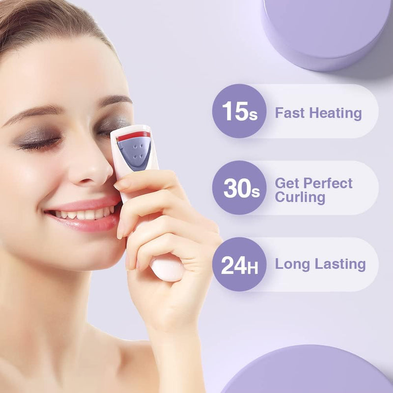 Electric Eyelash Curler, Heated Eyelash Curler with Smart Silicone Heating Pads AG-2003B (Purple)