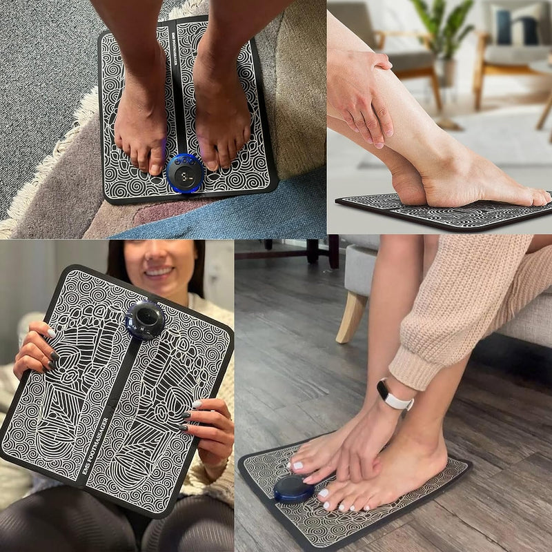EMS Foot Massager, Foot Spa Massager,Lcd Display with 6 Modes 9 Intensities,Foot Massagers for Pain Relief and Improve Circulation, Relax Your Foot with Rechargeable Feet Massager