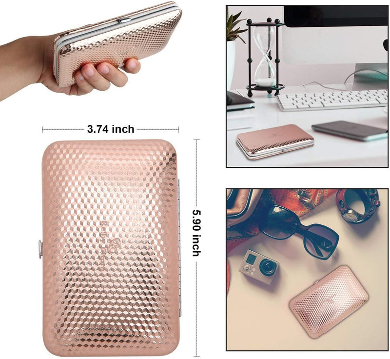 Keiby Citom Manicure Set 18Pcs Professional Nail Clippers Kit Pedicure Care Tools-Stainless Steel Grooming Tools with Rose Gold PU Leather Case for Travel & Home (Rose Gold)