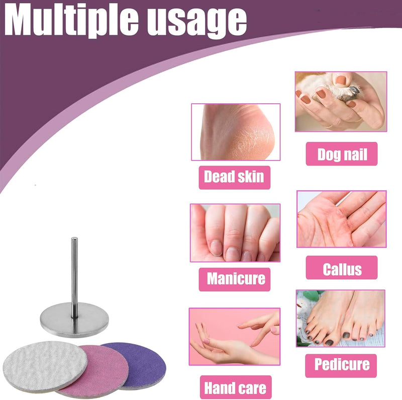 Sandpaper Callus Remover Pads, 60Pcs Replacement Feet Sandpaper Discs with 3/32 Inch Drill Bit for Professional Pedicure Rotary Tool Sand Paper Foot File for Electric Callus Dead Skin Remover