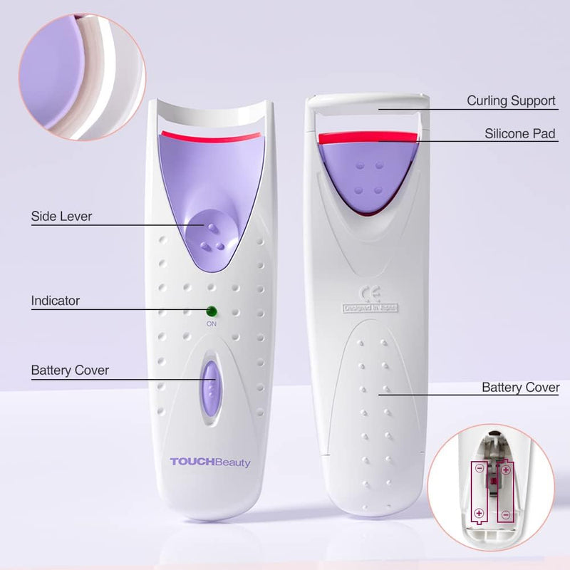 Electric Eyelash Curler, Heated Eyelash Curler with Smart Silicone Heating Pads AG-2003B (Purple)