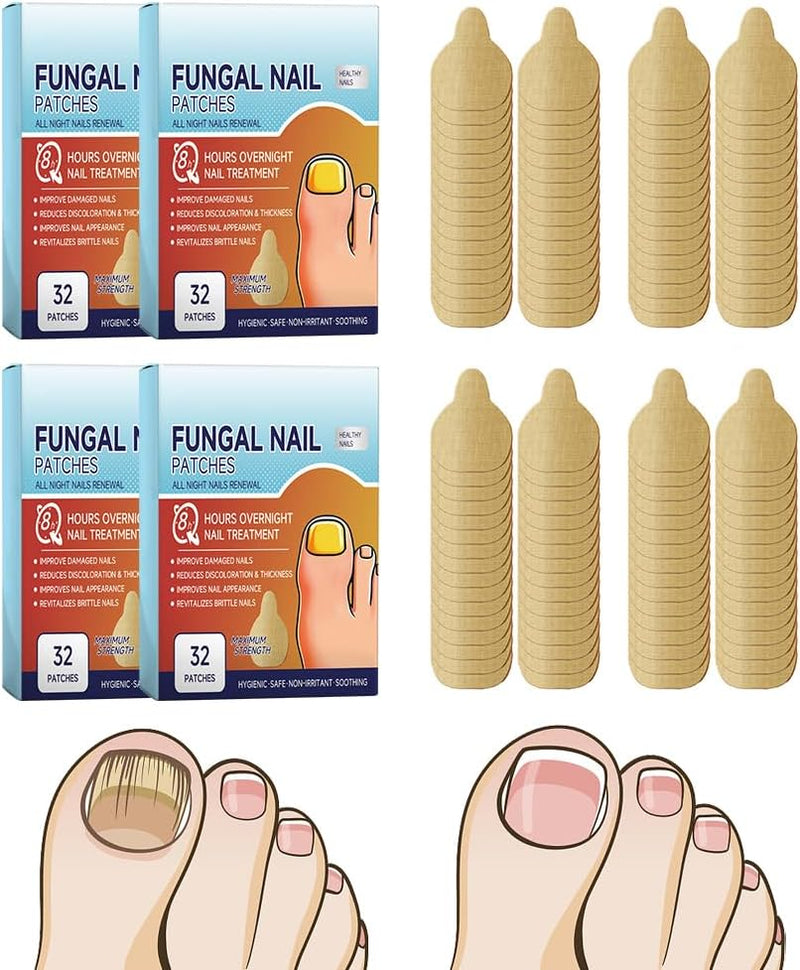 Fungal Nail Patches, 128 PCS Fungal Nail Treatment, Nail Fungus Treatment for Toenail, Fungal Toenail Treatment 8 Hour Nighttime Renewal Nail Fungus Treatment for Toenail