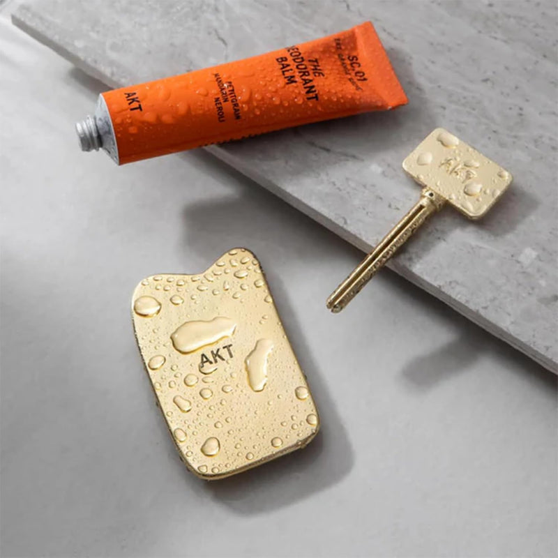 , the APPLICATOR. Inspired by GUA SHA for Improved Micro-Circulation. 100% PLASTIC FREE — Made from Premium Quality Brass. Use to Apply Your  NATURAL DEODORANT BALM