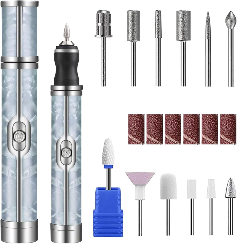 Electric Nail File for Thick Toe Nails, 4 Speeds Nail Grinder for Thick Toenails Set for Various Nails and Shapes (18 Grinding Heads)