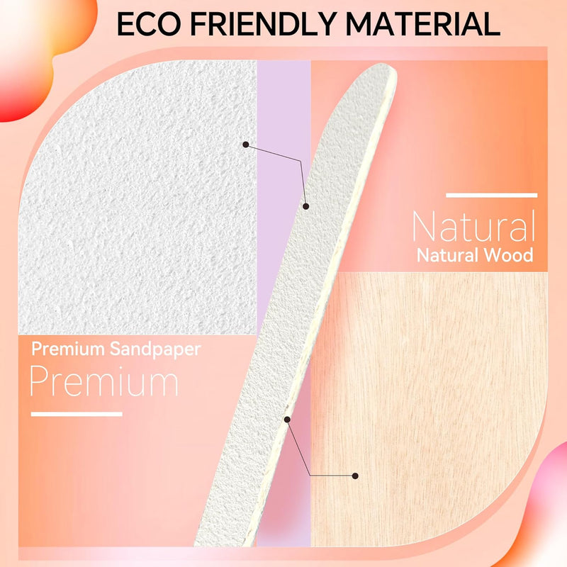 Professional Disposable Small Nail Files White Double Sided Emery Boards 80/100 Grit for Poly Gel Acrylic Nails Extension Manicure Pedicure Tools Bulk 50Pcs