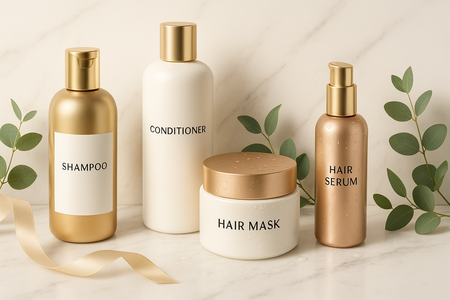 create a banner with hair care products premium
