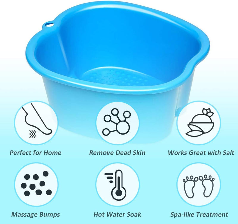 Large Foot Bath Spa Bowl for Home Use - Sturdy Plastic Foot Soak Basin for Pedicure, Relax, Detox and Massage - Feet Tub Get Rid of Callus, Cuticles, Dead Skin - Fits All Size