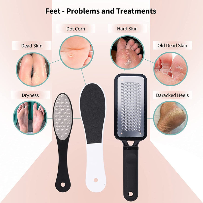 Professional Foot Files for Hard Skin - Premium 3 in 1 Pedicure Foot File, Scrubber and Foot Scraper for Soft & Smooth Heels