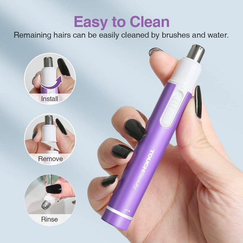 Nose Hair Trimmer for Women,Portable Electric Nose Ear Hair Trimmer,Personal Groomer Hair Removal,Mini Size,Battery Powered,White AG-0656