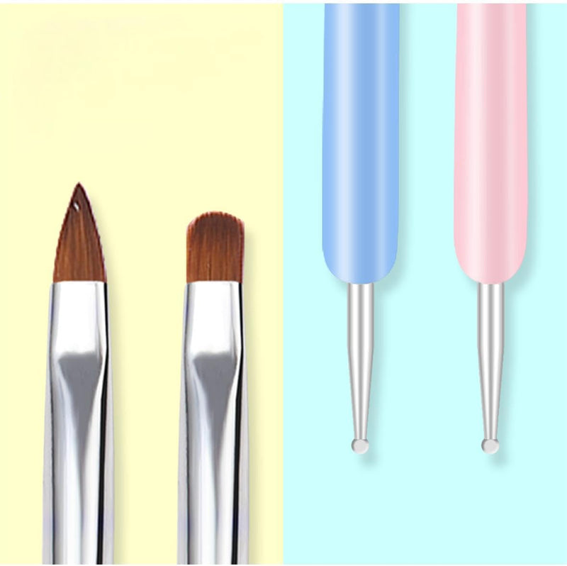 Nail Art Brushes, 6Pcs Nail Art Painting Tools with Nail Art Fine Liner Brush, Nail Design Painting Brushes Set, Builder Gel Brush, Nail Dotting Pen for Gel Polish Manicure Salon DIY, Multicolor