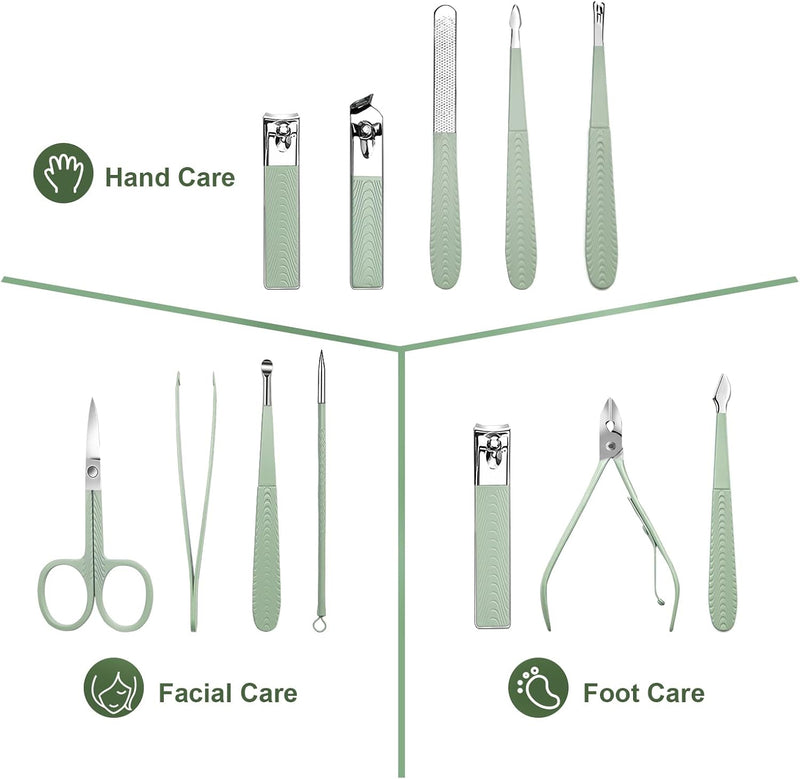 Manicure Set,12Pcs Nail Clippers Set Professional Nail Kit Stainless Steel Nail Care Tools Pedicure Kit Manicure Set with PU Leather Bag Gift for Men Women