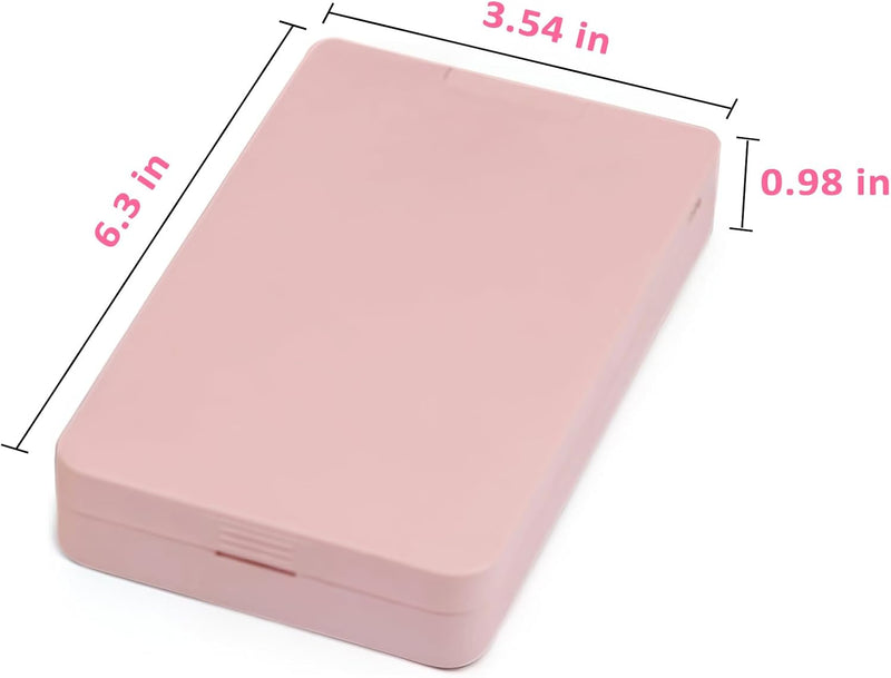 Pink Pocket Mirror with Led Light, 5 Makeup Brushes, Folding, Rechargeable, Dimmable, Compact Travel Mirror for Purse, Handbag