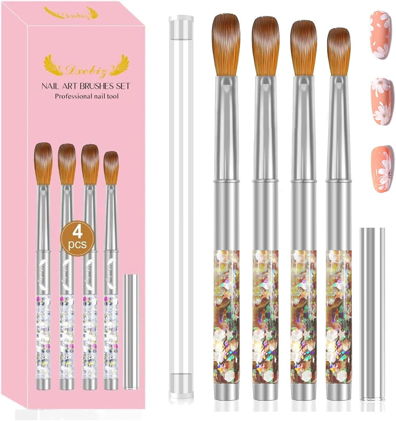 4PCS Acrylic Nail Brushes Set, Nails Art Brush for Nail Extension & Carving Size (19/23/24/25Mm)