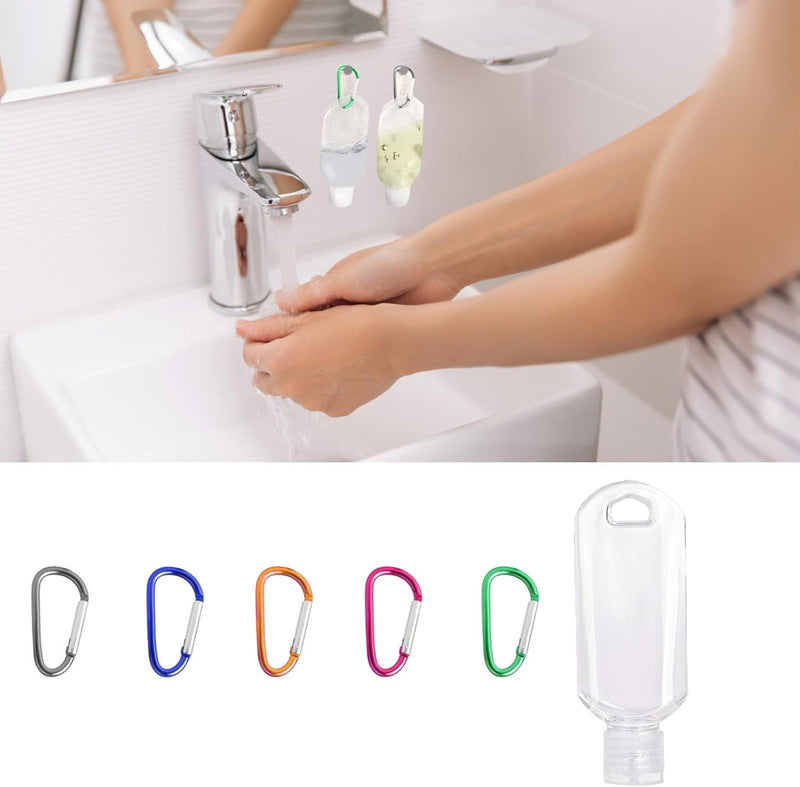 Clear Portable 5Pc Refillable Travel Bottles, 50Ml Leakproof Squeeze Bottles with Clips for Outdoor, Business Trip
