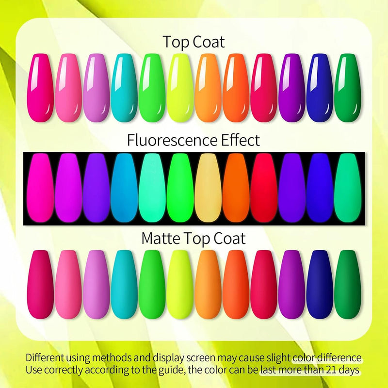 Neon Gel Nail Polish Set, 12 Colors Halloween Hot Pink Orange Yellow Green Blue Red Purple Neon Pastel Color Spring Summer Gel Polish Kit for Home DIY Nail Salon