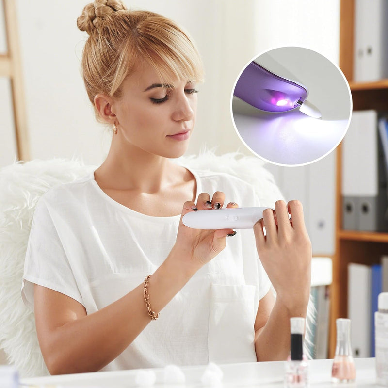Electric Nail Drill, 5 in 1 Manicure & Pedicure Set Electric Nail Files with LED Light for Acrylic Nails with Buffer, Polisher, Shine, Sharper AG-1333 (Purple)