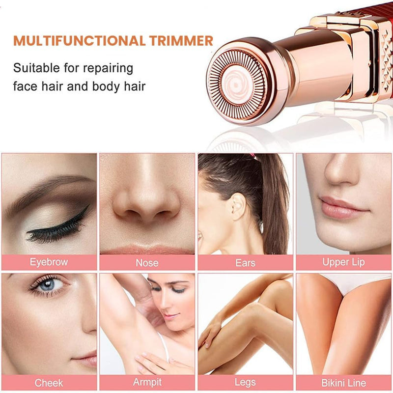Facial Hair Remover for Women, 4-In-1 Electric Hair Trimmer for Eyebrows, Nose, Lips, and Underarms - USB Rechargeable Face Shaver, Flawless Hair Removal & Eyebrow Shaping Tool