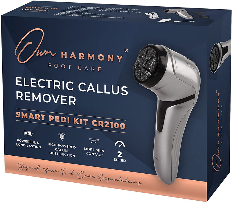 Electric Hard Skin Remover with Vacuum Absorption - Professional Pedicure Tools for Pedi Callus Foot Care - 3 Rollers Electronic Feet File CR2100 - Best for Dry, Cracked Heels (USB Cord)